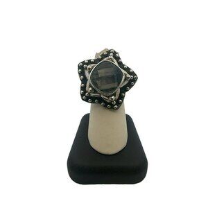 AKR Amy Kahn Russell Sterling Silver & Faceted Clear Quartz Star Size 7 Ring 63